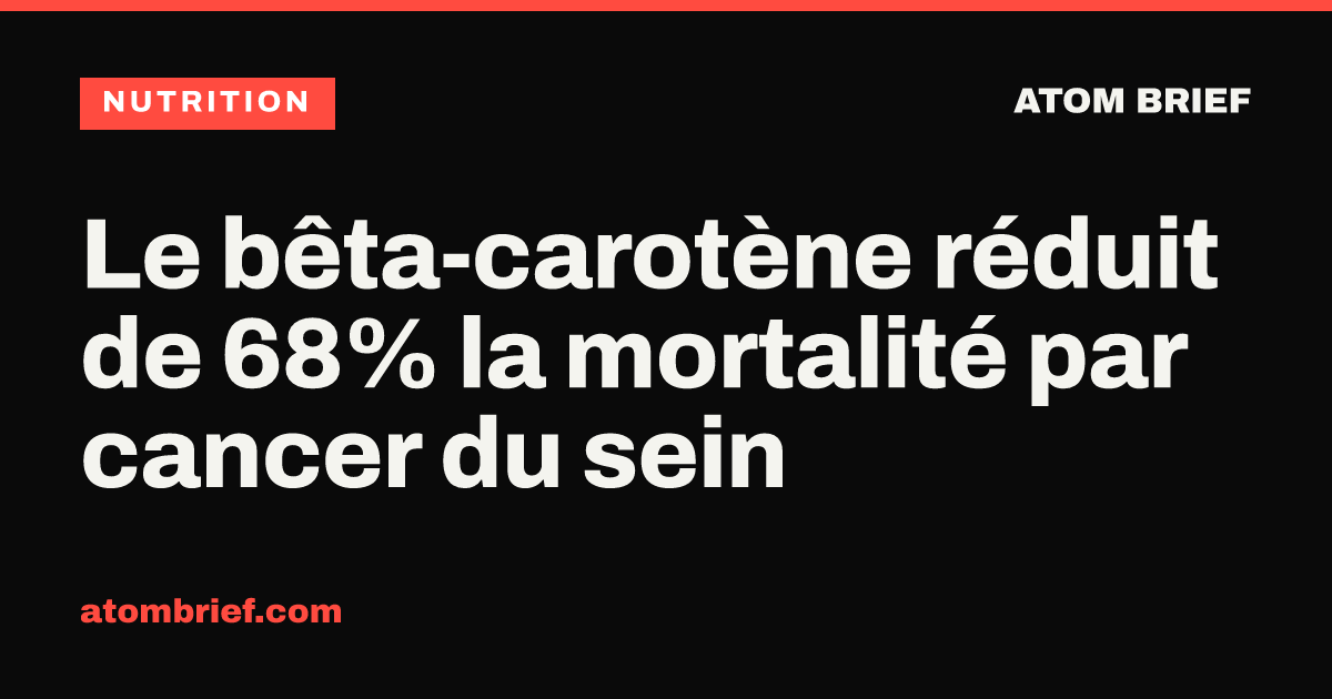 Le bêta-carotène réduit de 68% la mortalité par cancer du sein