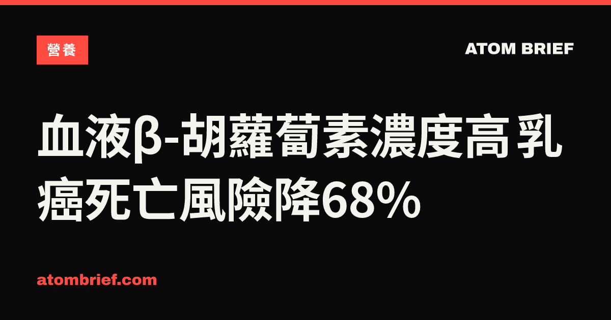 血液β-胡蘿蔔素濃度高 乳癌死亡風險降68%