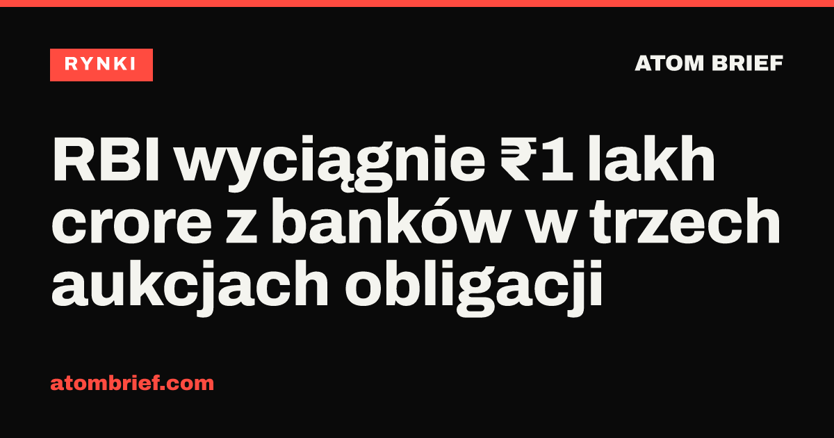RBI wyciągnie ₹1 lakh crore z banków w trzech aukcjach obligacji