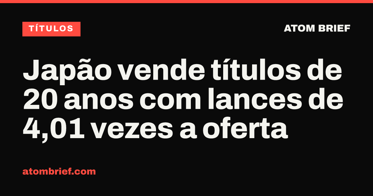 Japão vende títulos de 20 anos com lances de 4,01 vezes a oferta