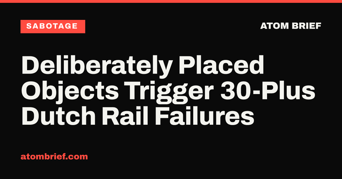 Deliberately Placed Objects Trigger 30-Plus Dutch Rail Failures