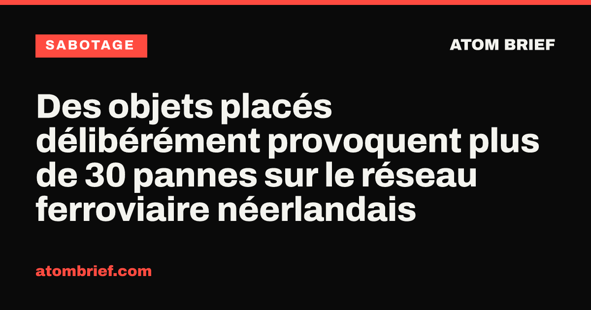 Des objets placés délibérément provoquent plus de 30 pannes sur le réseau ferroviaire néerlandais