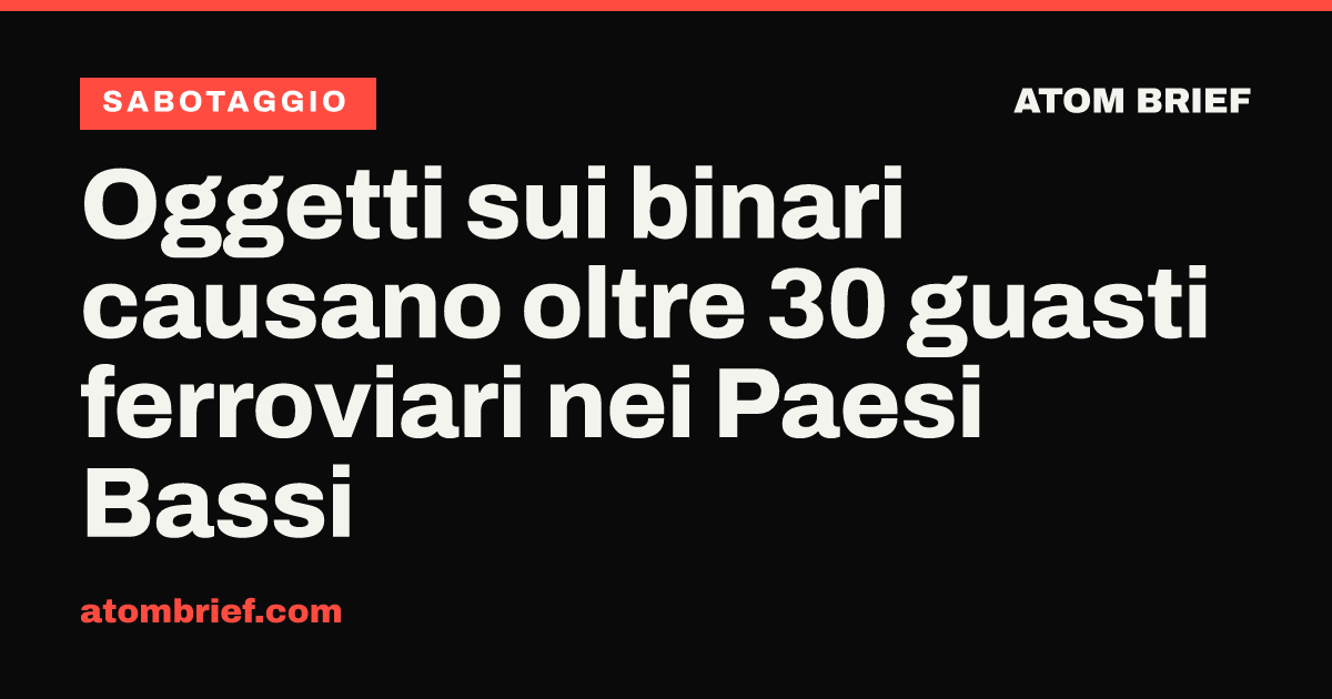 Oggetti sui binari causano oltre 30 guasti ferroviari nei Paesi Bassi