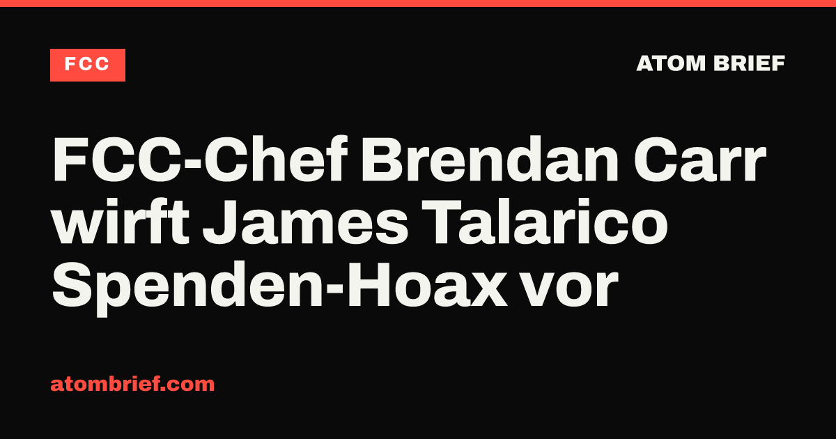 FCC-Chef Brendan Carr wirft James Talarico Spenden-Hoax vor