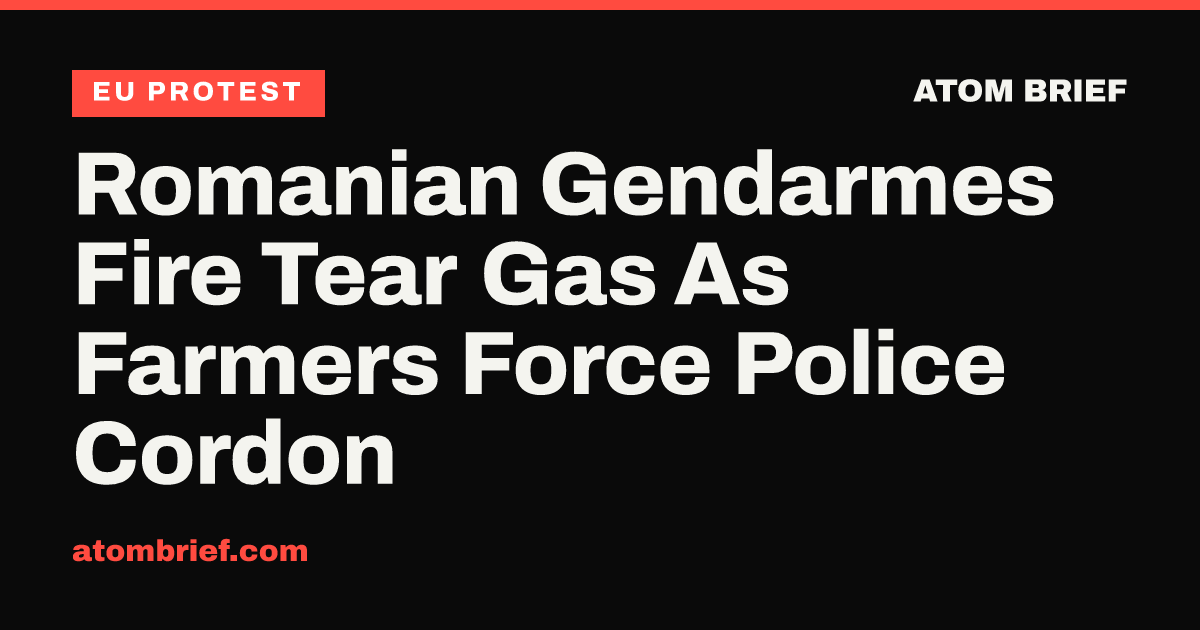 Romanian Gendarmes Fire Tear Gas As Farmers Force Police Cordon