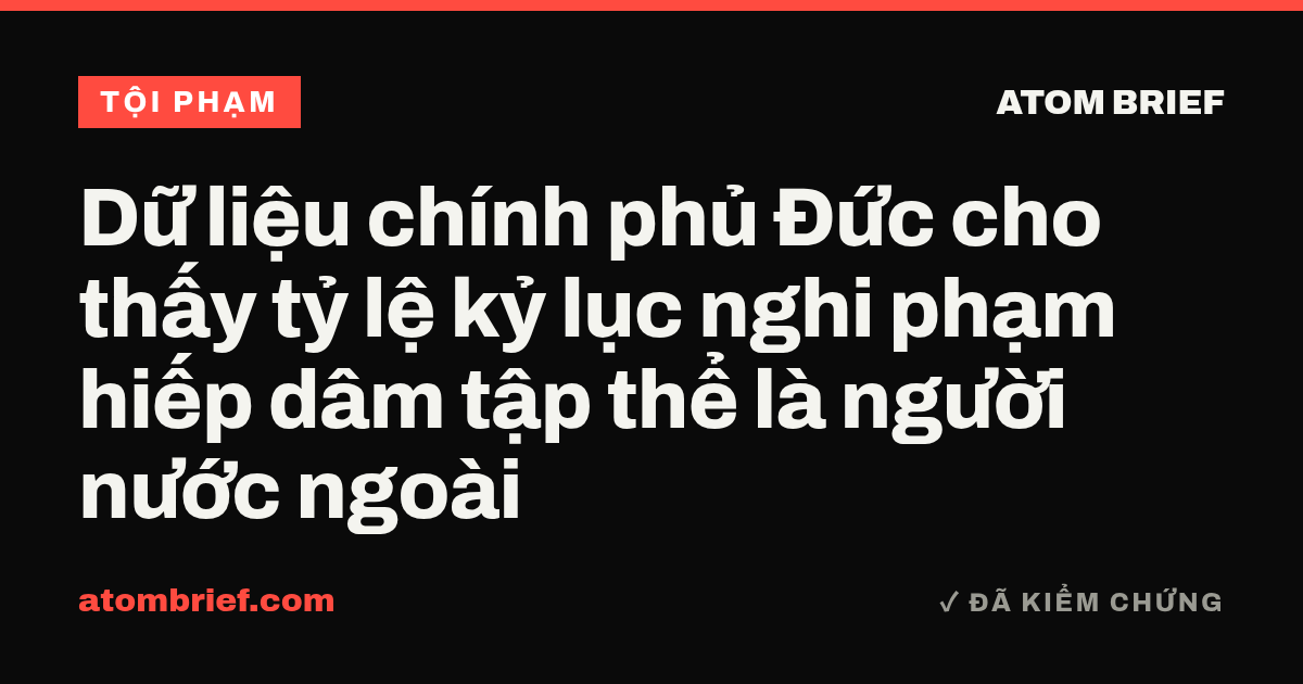Dữ liệu chính phủ Đức cho thấy tỷ lệ kỷ lục nghi phạm hiếp dâm tập thể là người nước ngoài