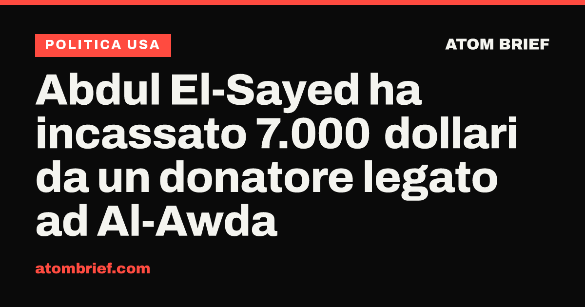 Abdul El-Sayed ha incassato 7.000 dollari da un donatore legato ad Al-Awda