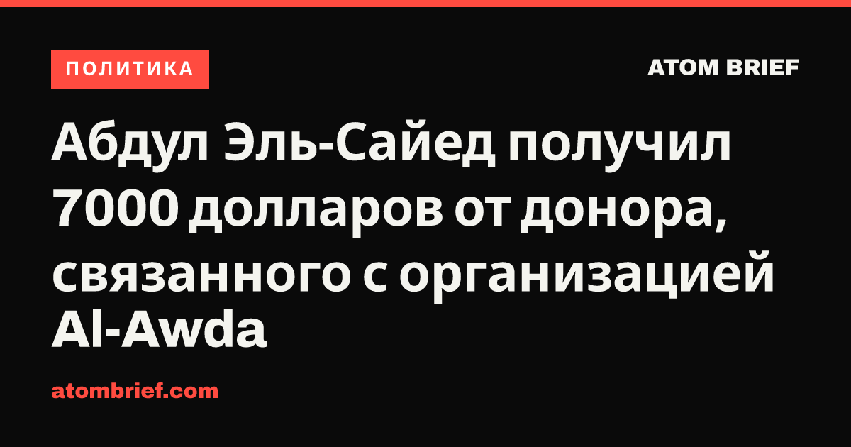 Абдул Эль-Сайед получил 7000 долларов от донора, связанного с организацией Al-Awda