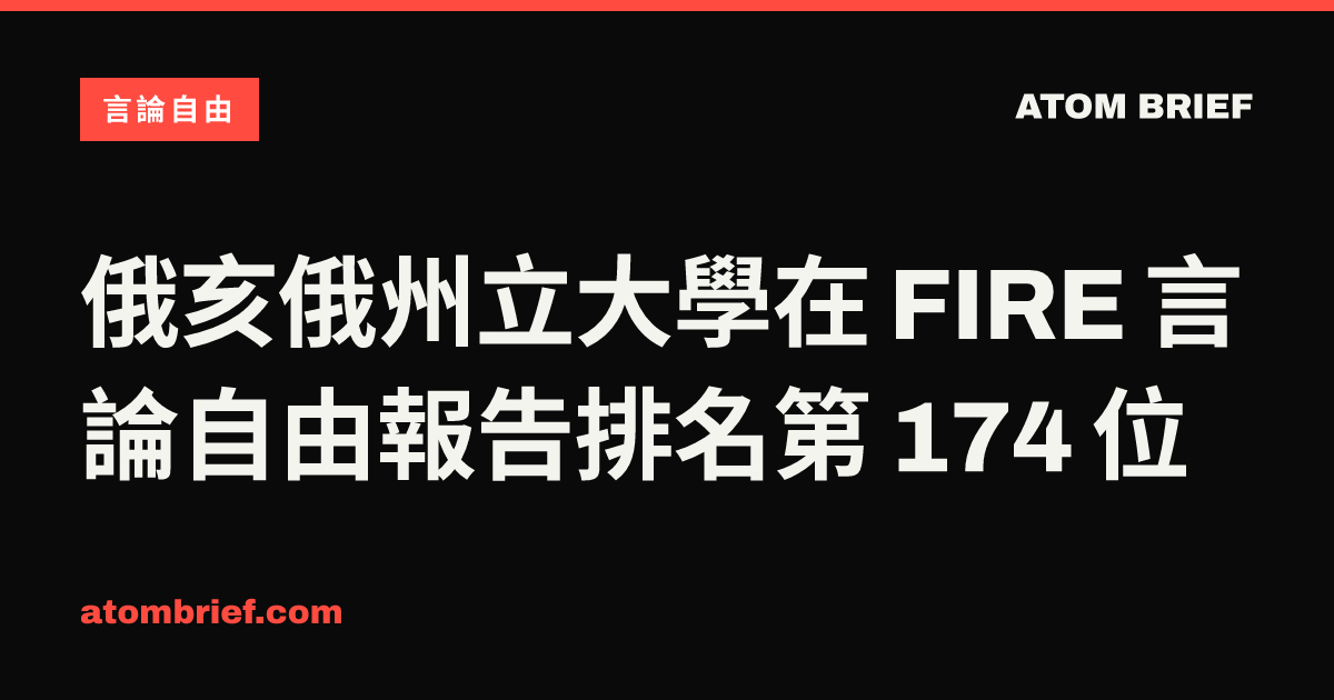俄亥俄州立大學在 FIRE 言論自由報告排名第 174 位
