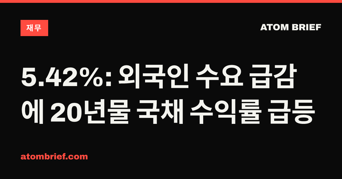 5.42%: 외국인 수요 급감에 20년물 국채 수익률 급등