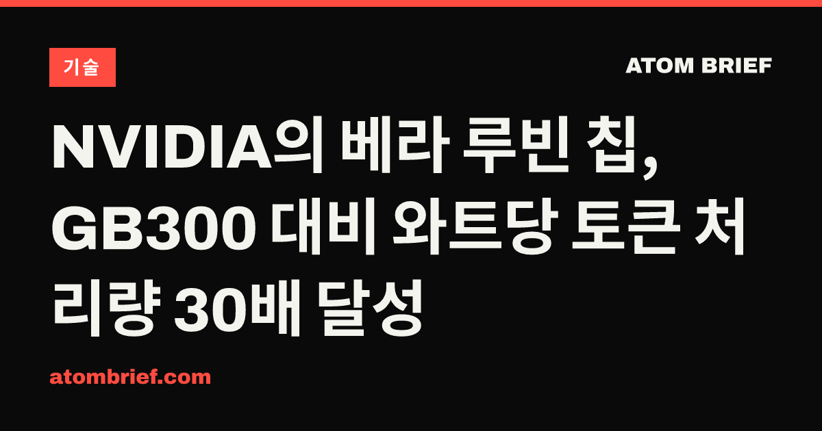 NVIDIA의 베라 루빈 칩, GB300 대비 와트당 토큰 처리량 30배 달성