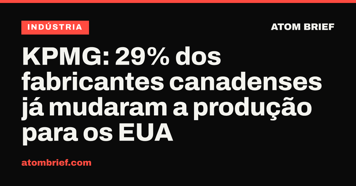 KPMG: 29% dos fabricantes canadenses já mudaram a produção para os EUA