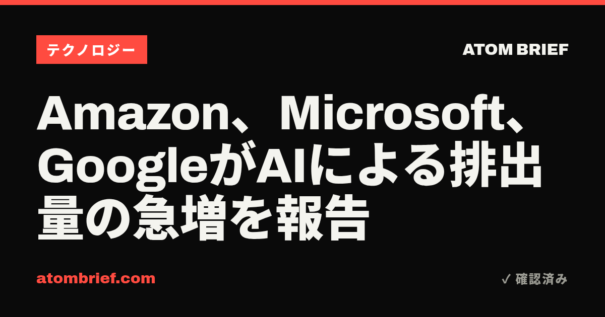 Amazon、Microsoft、GoogleがAIによる排出量の急増を報告