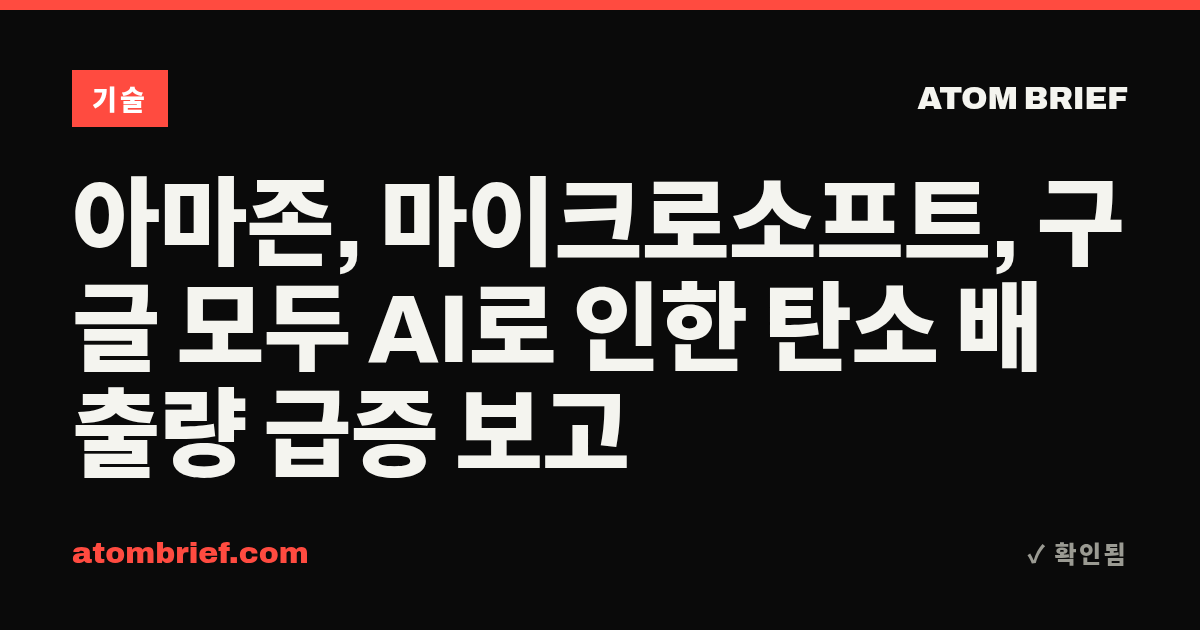 아마존, 마이크로소프트, 구글 모두 AI로 인한 탄소 배출량 급증 보고
