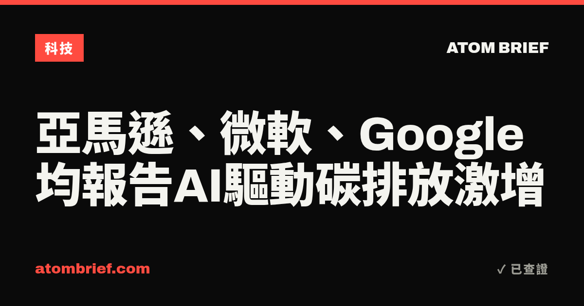 亞馬遜、微軟、Google 均報告AI驅動碳排放激增