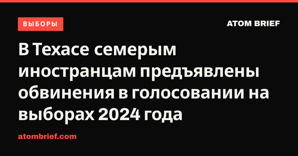 В Техасе семерым иностранцам предъявлены обвинения в голосовании на выборах 2024 года
