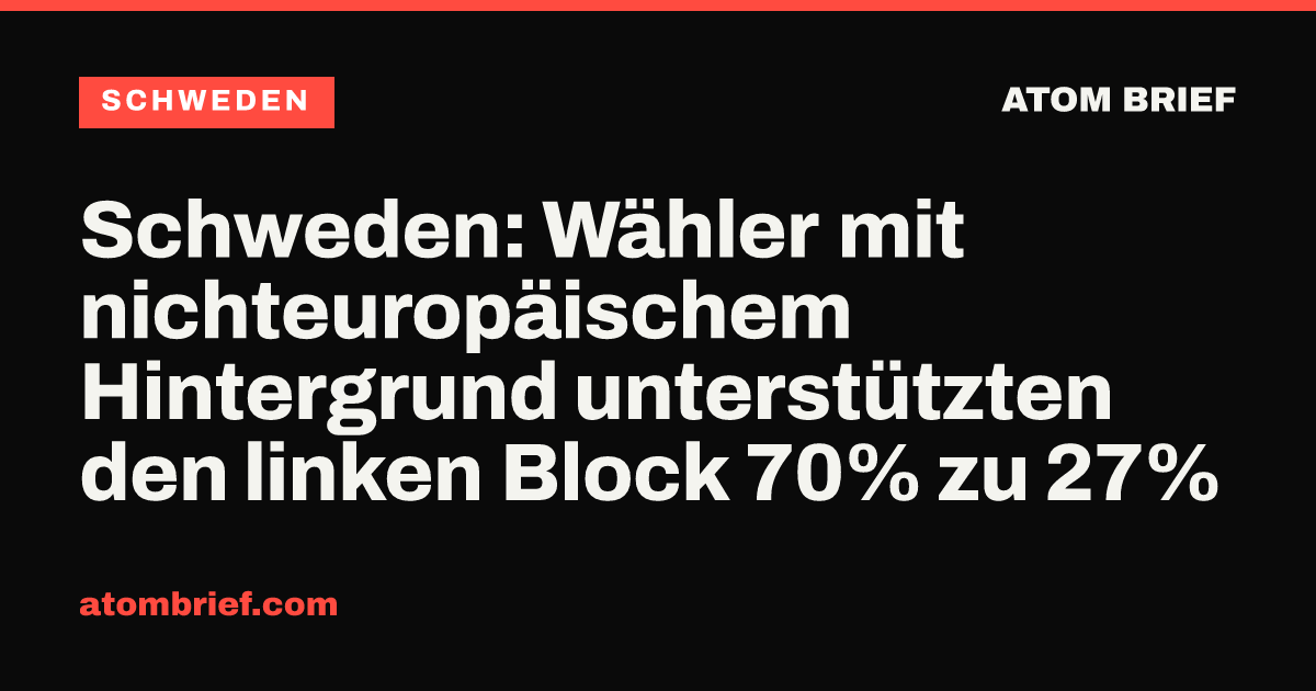 Schweden: Wähler mit nichteuropäischem Hintergrund unterstützten den linken Block 70% zu 27%