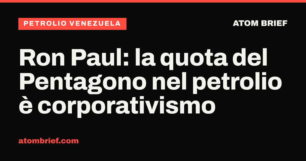 Ron Paul: la quota del Pentagono nel petrolio è corporativismo