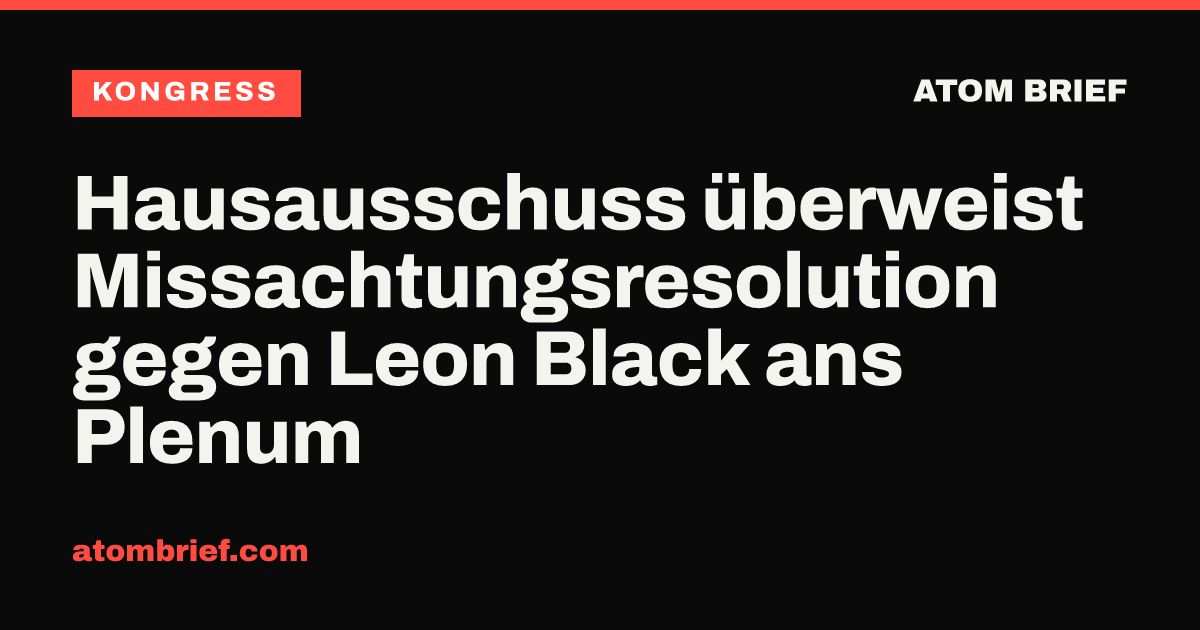 Hausausschuss überweist Missachtungsresolution gegen Leon Black ans Plenum