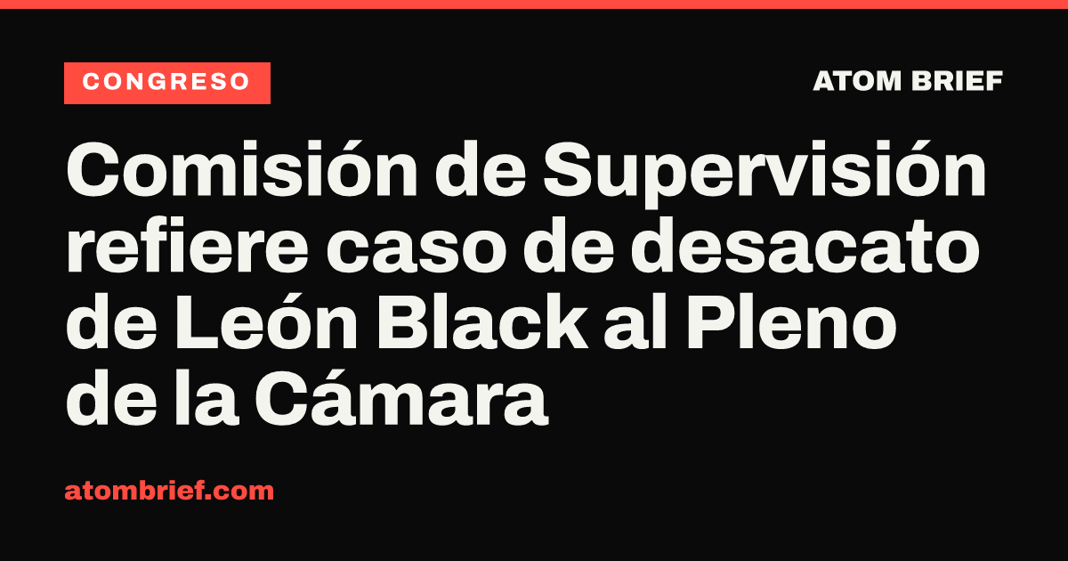 Comisión de Supervisión refiere caso de desacato de León Black al Pleno de la Cámara