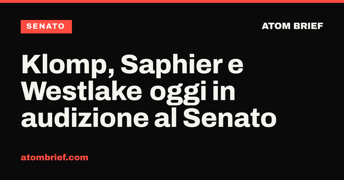Klomp, Saphier e Westlake oggi in audizione al Senato
