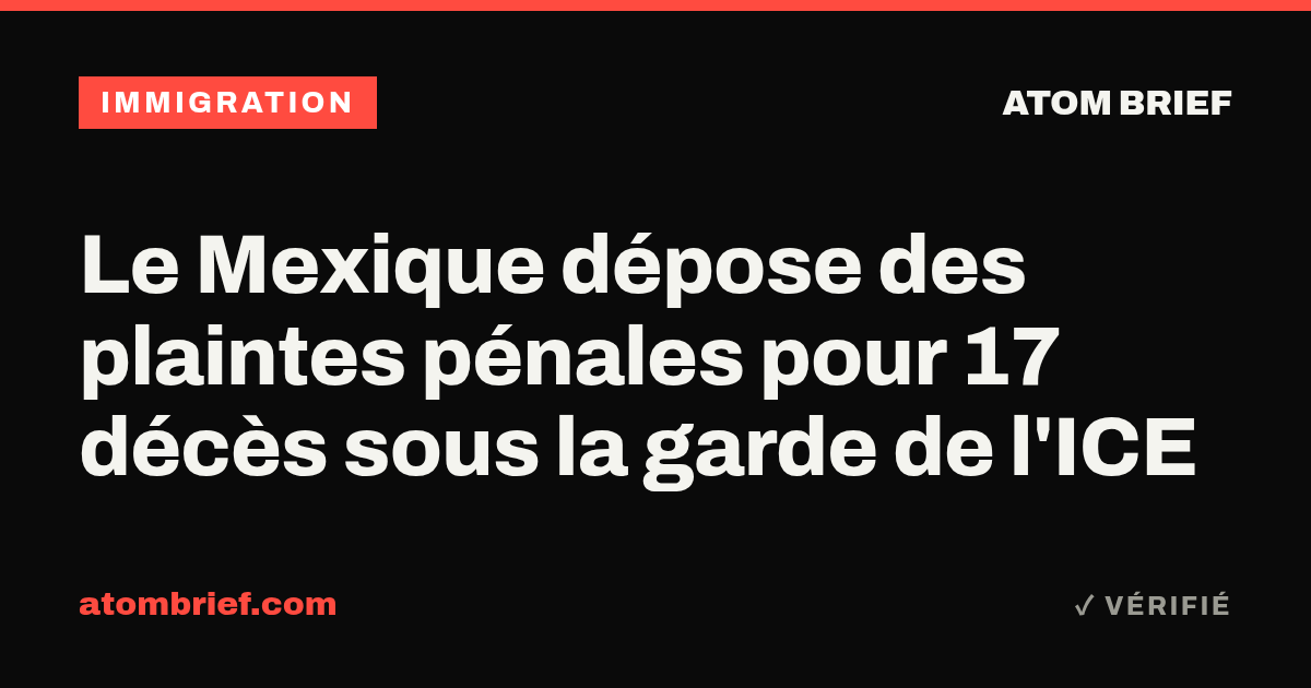 Le Mexique dépose des plaintes pénales pour 17 décès sous la garde de l'ICE
