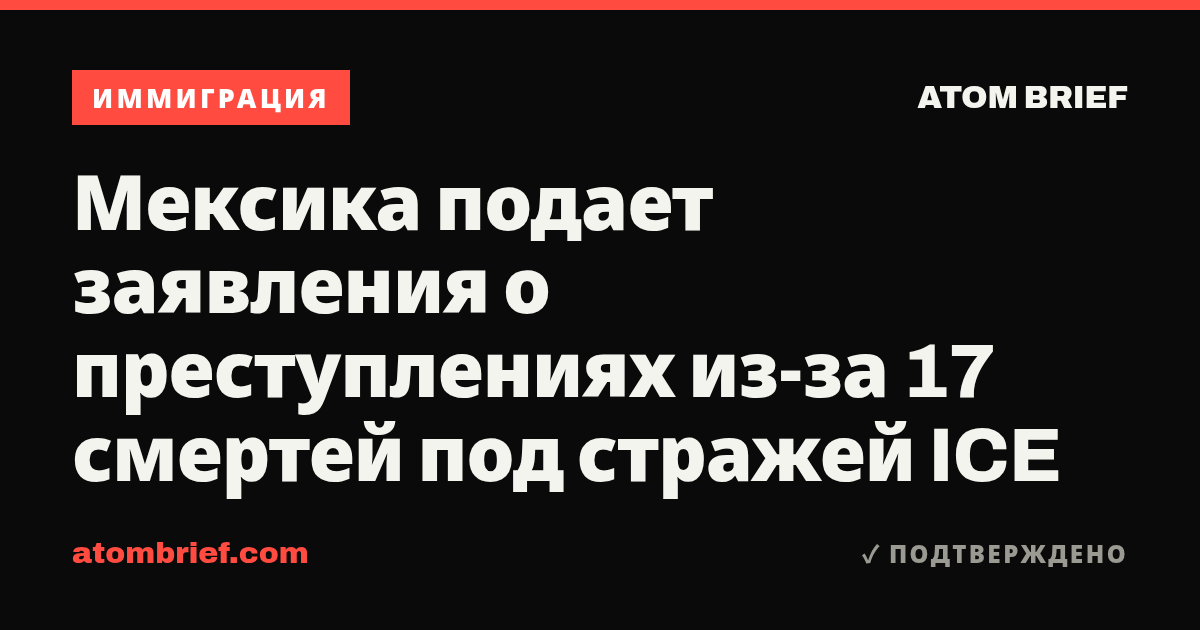 Мексика подает заявления о преступлениях из-за 17 смертей под стражей ICE