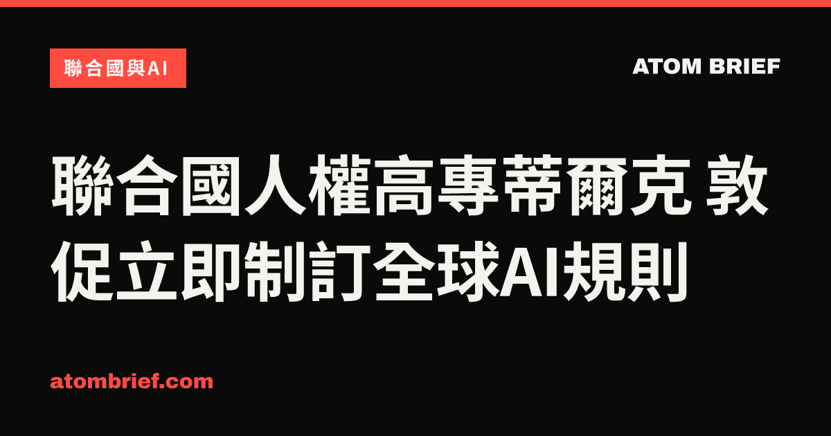 聯合國人權高專蒂爾克 敦促立即制訂全球AI規則