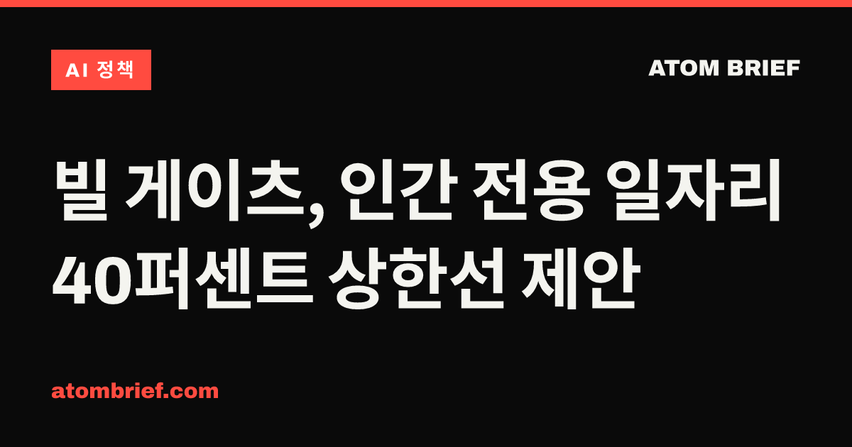 빌 게이츠, 인간 전용 일자리 40퍼센트 상한선 제안