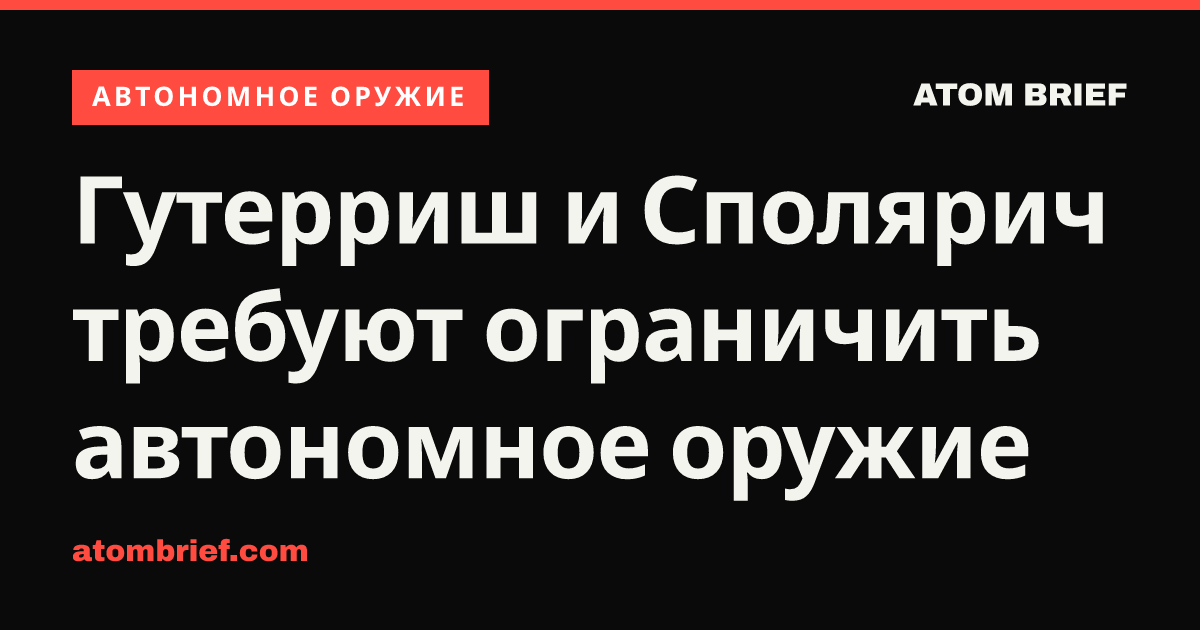 Гутерриш и Сполярич требуют ограничить автономное оружие