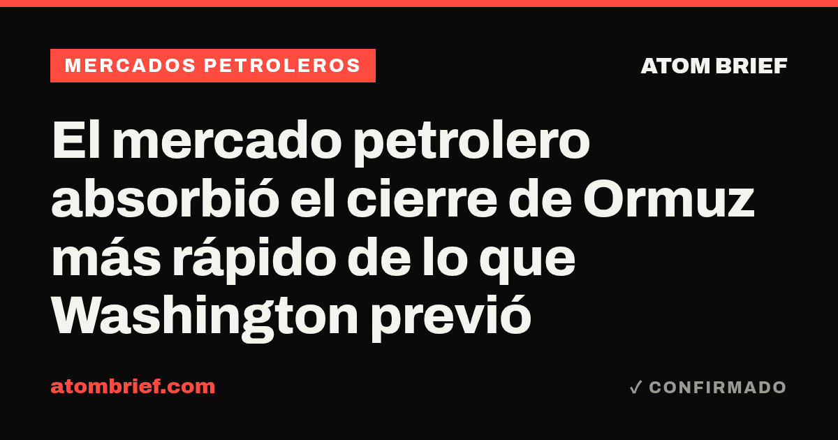 El mercado petrolero absorbió el cierre de Ormuz más rápido de lo que Washington previó