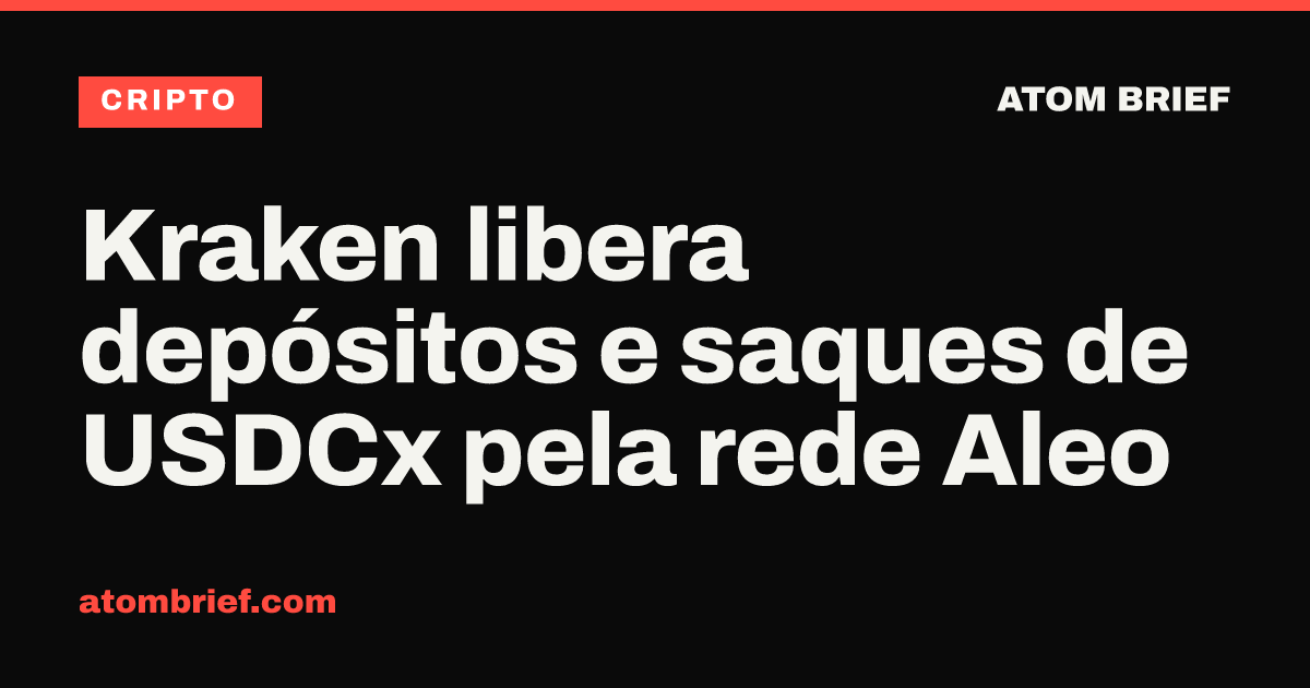 Kraken libera depósitos e saques de USDCx pela rede Aleo