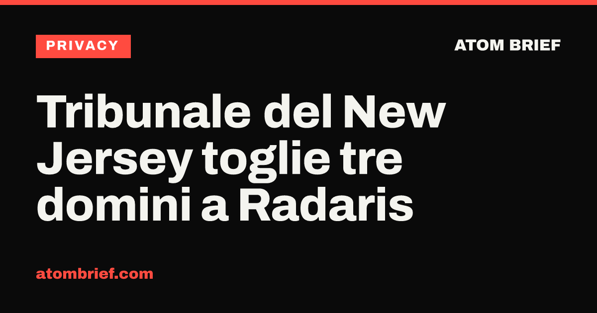 Tribunale del New Jersey toglie tre domini a Radaris
