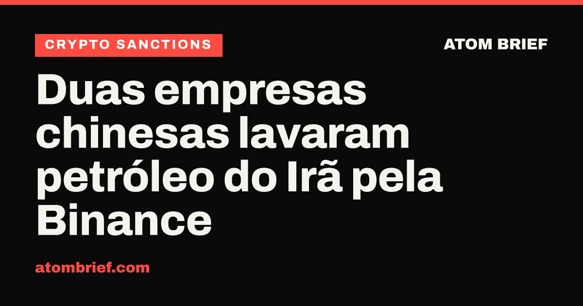 Duas empresas chinesas lavaram petróleo do Irã pela Binance