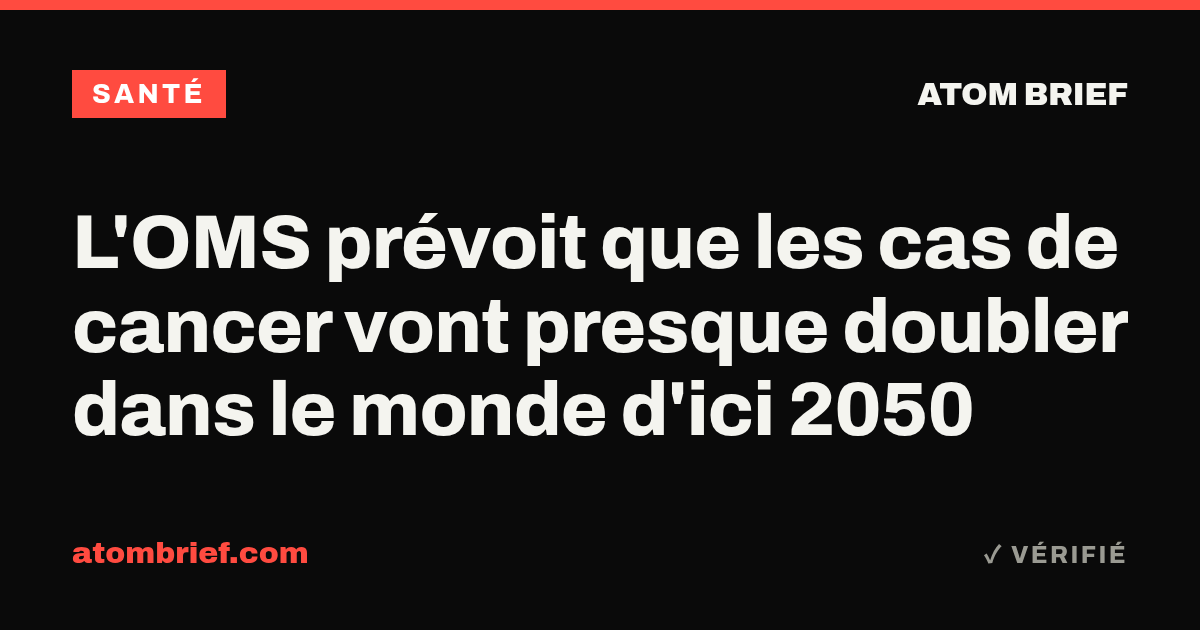 L'OMS prévoit que les cas de cancer vont presque doubler dans le monde d'ici 2050