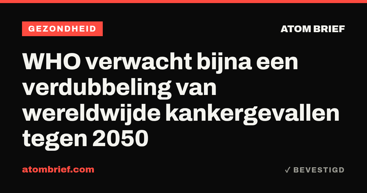 WHO verwacht bijna een verdubbeling van wereldwijde kankergevallen tegen 2050
