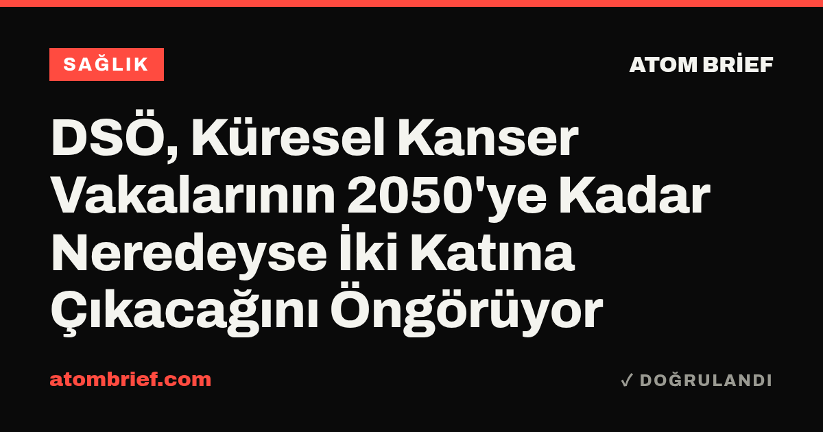 DSÖ, Küresel Kanser Vakalarının 2050'ye Kadar Neredeyse İki Katına Çıkacağını Öngörüyor