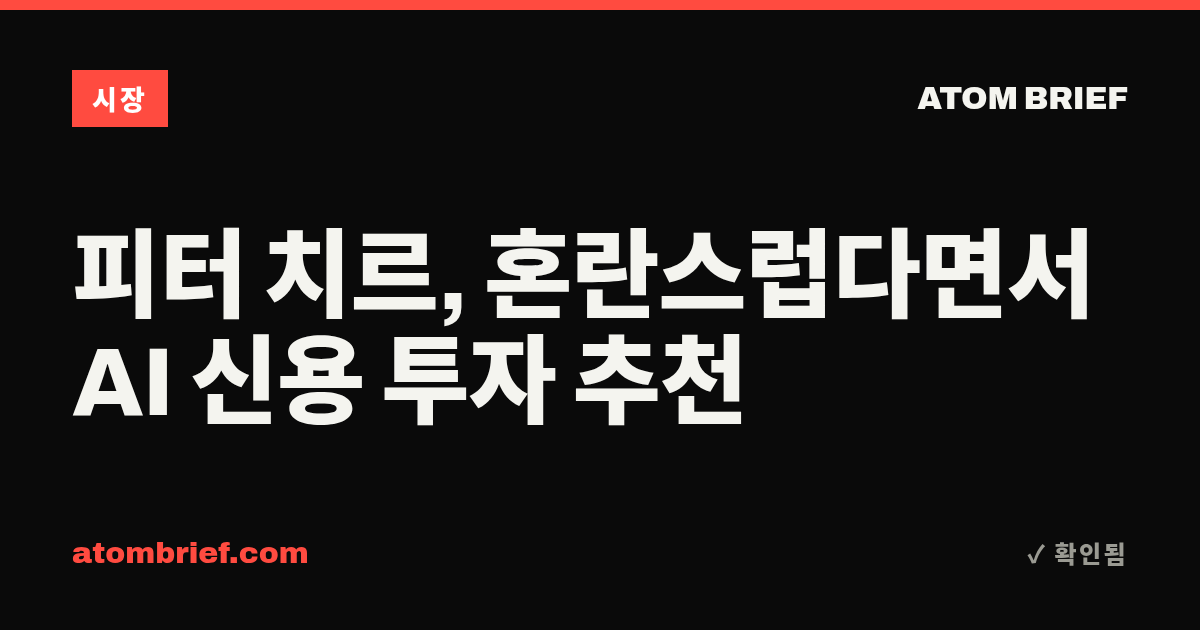 피터 치르, 혼란스럽다면서 AI 신용 투자 추천