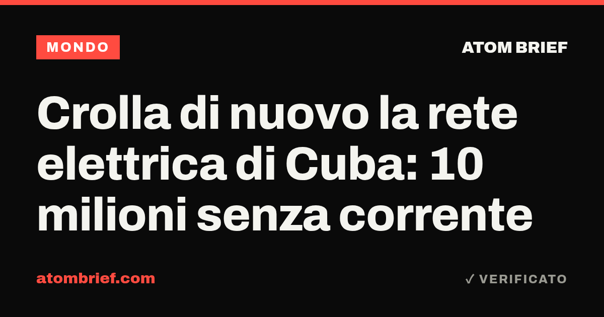 Crolla di nuovo la rete elettrica di Cuba: 10 milioni senza corrente