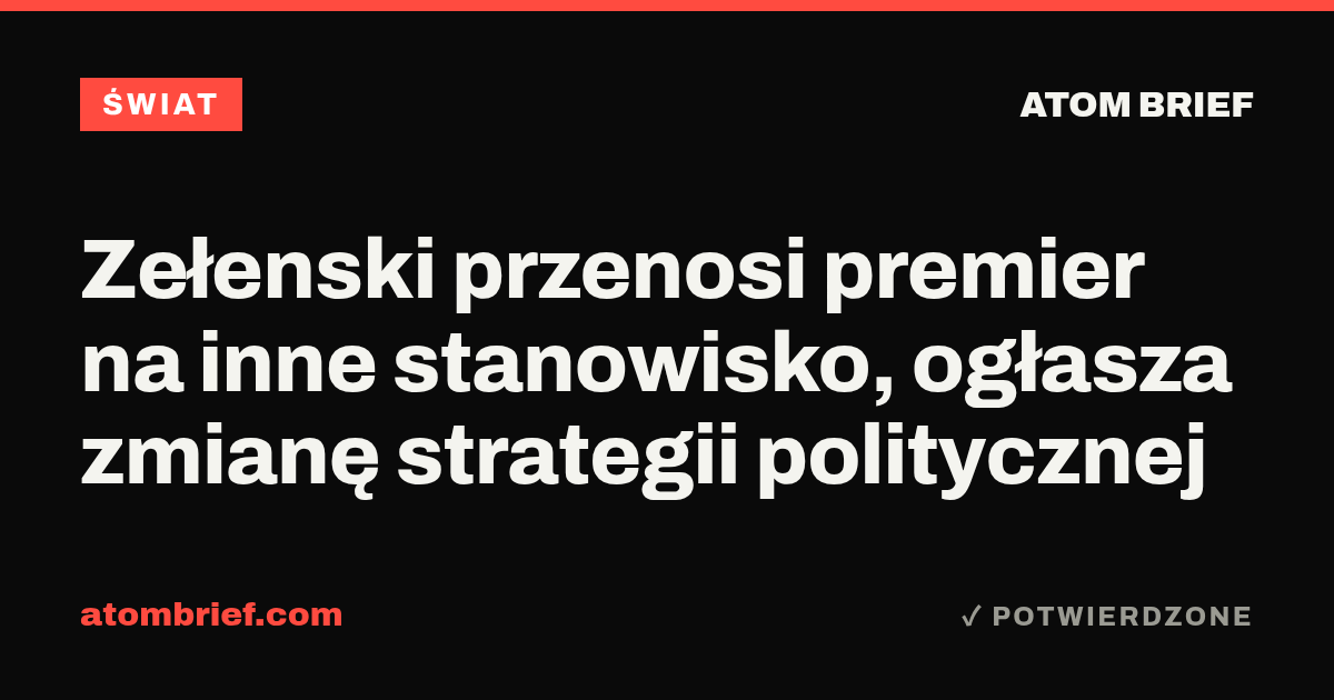 Zełenski przenosi premier na inne stanowisko, ogłasza zmianę strategii politycznej