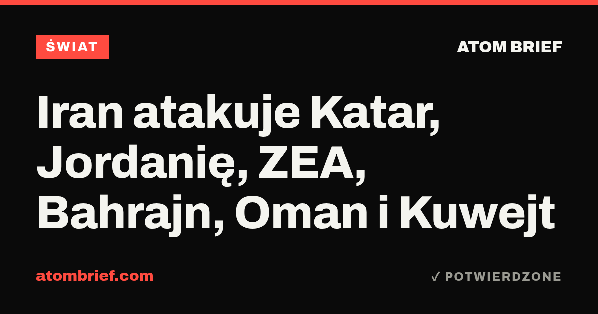 Iran atakuje Katar, Jordanię, ZEA, Bahrajn, Oman i Kuwejt