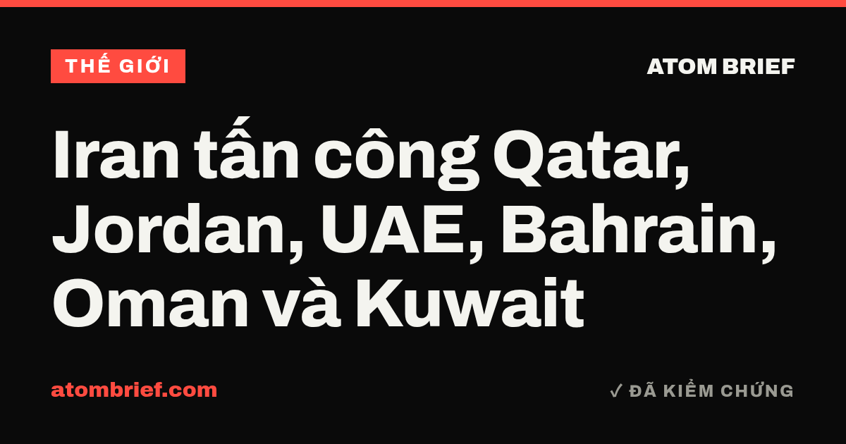 Iran tấn công Qatar, Jordan, UAE, Bahrain, Oman và Kuwait