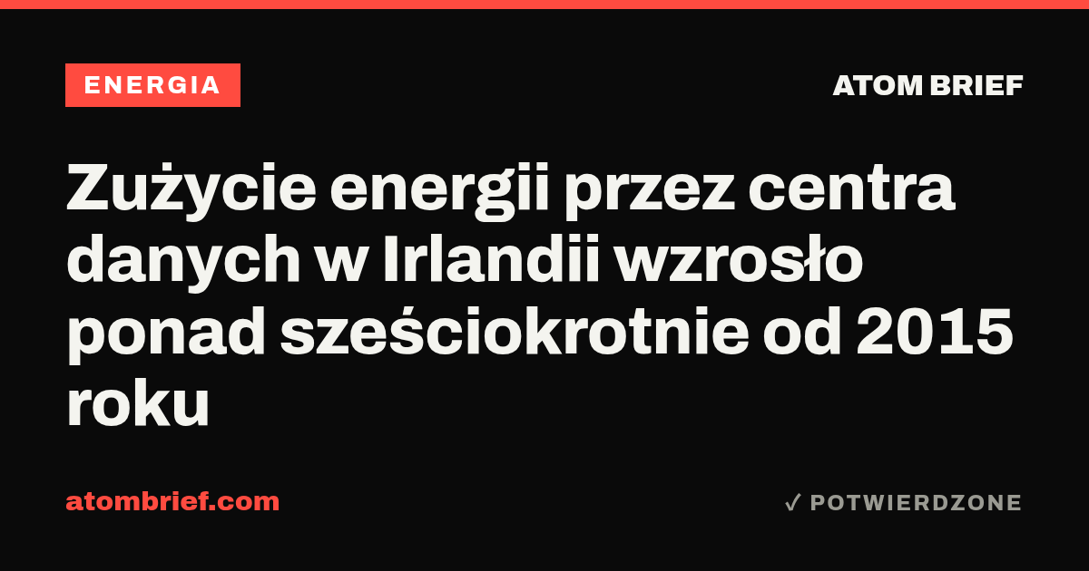 Zużycie energii przez centra danych w Irlandii wzrosło ponad sześciokrotnie od 2015 roku