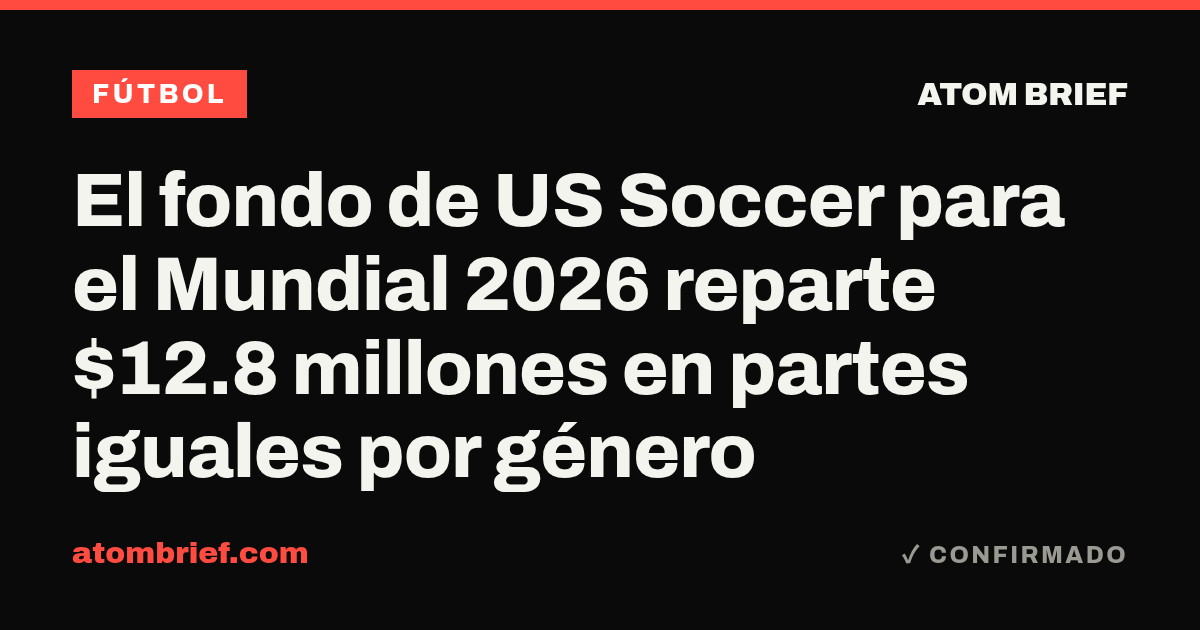 El fondo de US Soccer para el Mundial 2026 reparte $12.8 millones en partes iguales por género