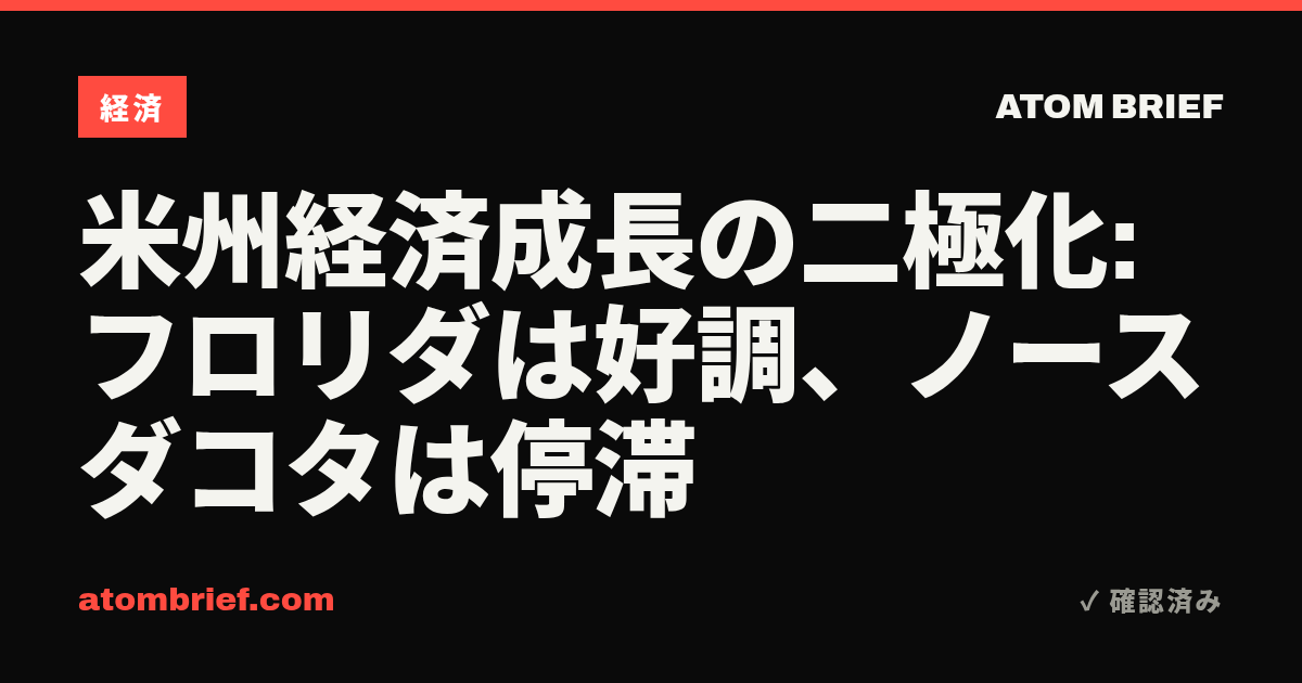 米州経済成長の二極化: フロリダは好調、ノースダコタは停滞