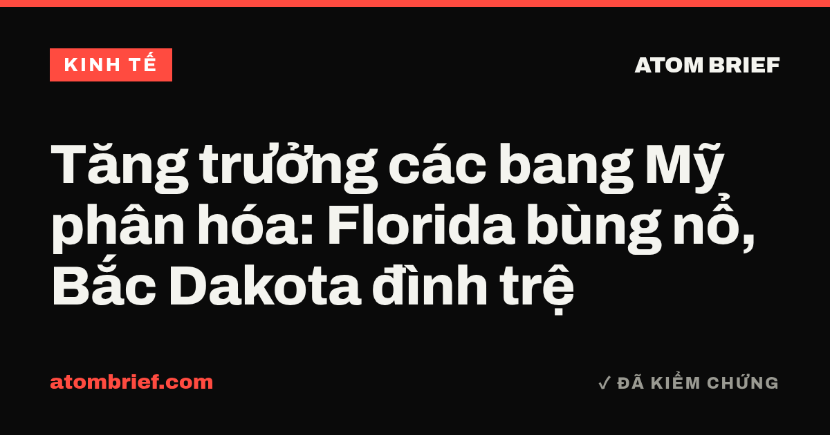 Tăng trưởng các bang Mỹ phân hóa: Florida bùng nổ, Bắc Dakota đình trệ