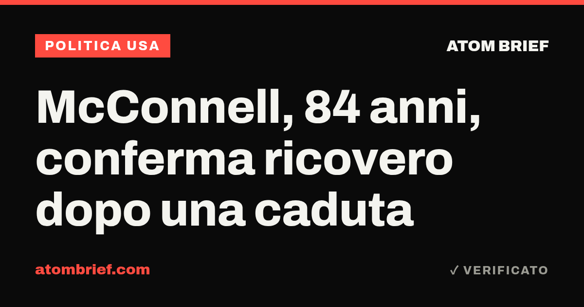 McConnell, 84 anni, conferma ricovero dopo una caduta