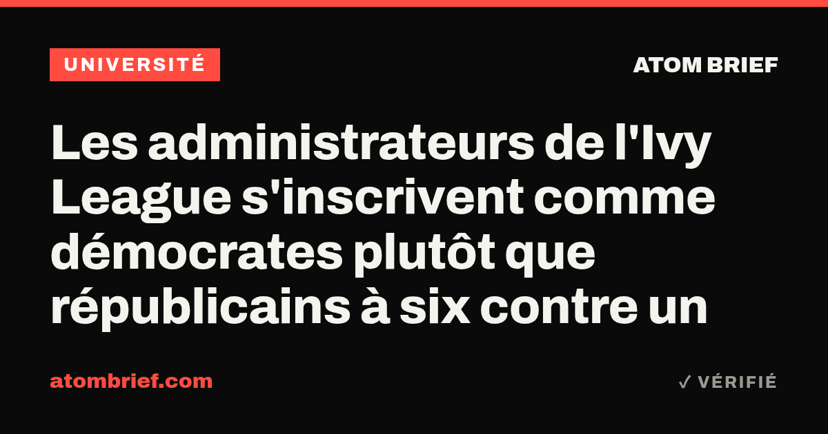 Les administrateurs de l'Ivy League s'inscrivent comme démocrates plutôt que républicains à six contre un