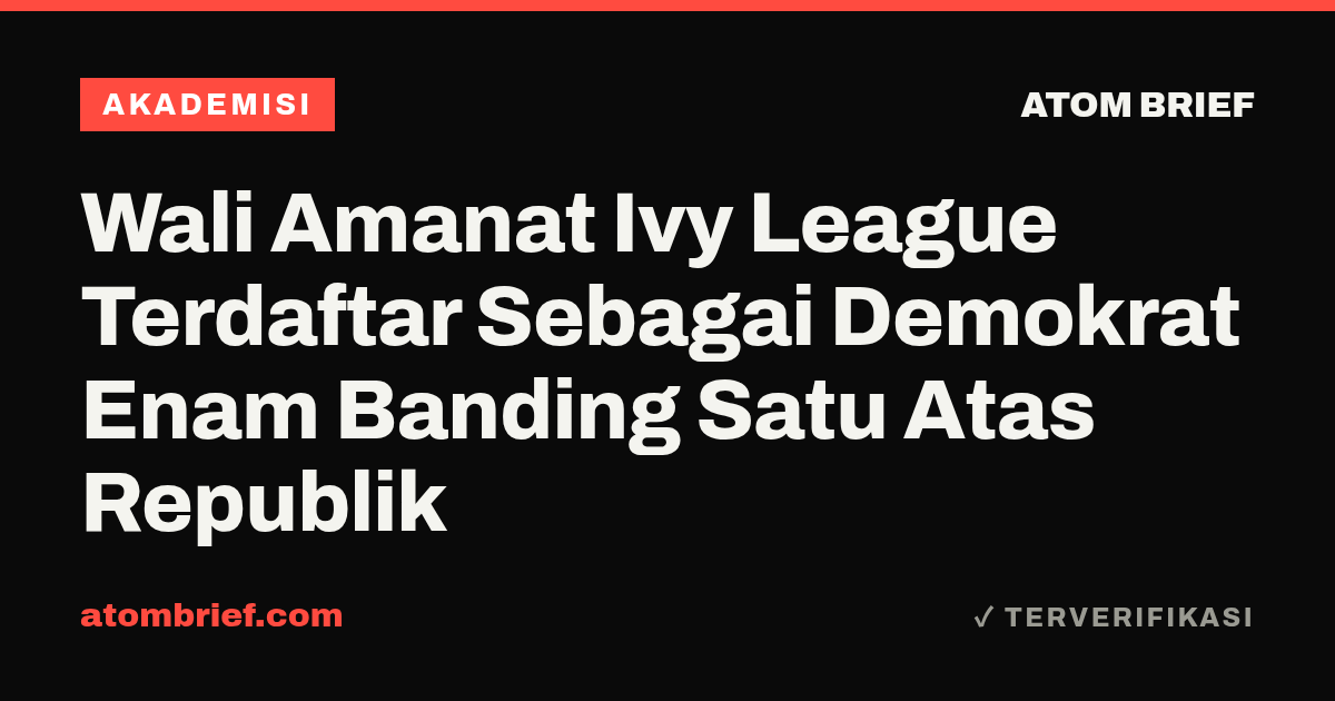 Wali Amanat Ivy League Terdaftar Sebagai Demokrat Enam Banding Satu Atas Republik