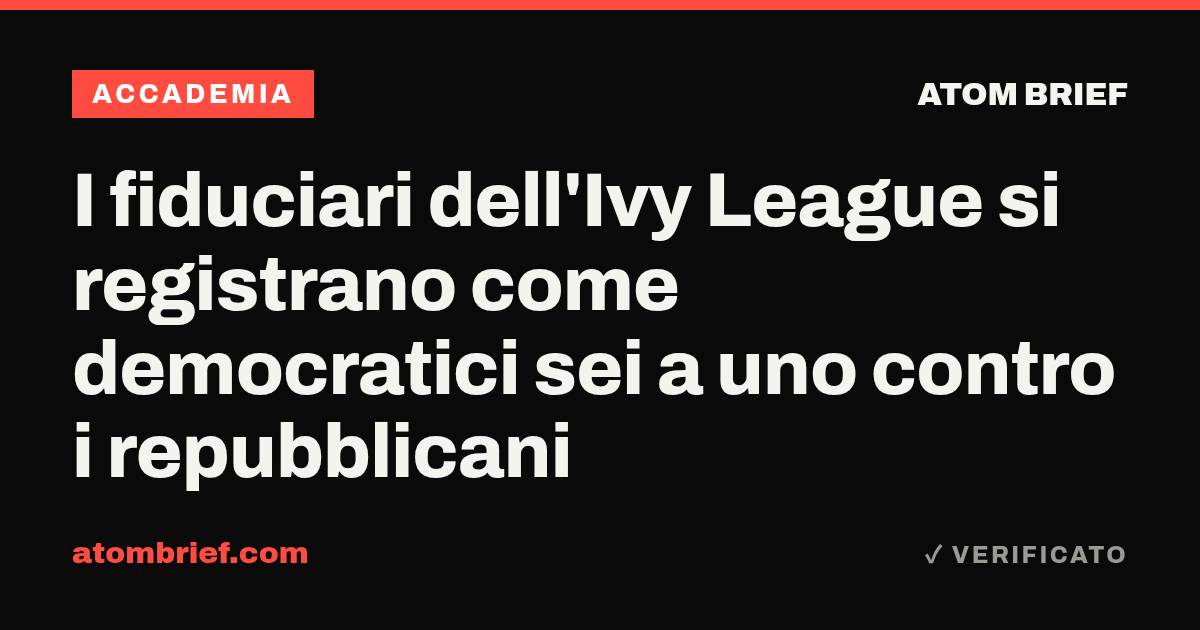 I fiduciari dell'Ivy League si registrano come democratici sei a uno contro i repubblicani